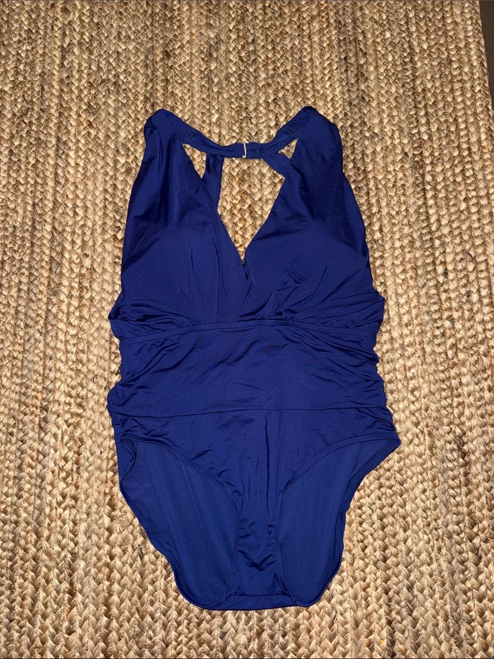 Badgley Mischka Deep Blue One-Piece Swim Bodysuit